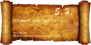 Stumpf Hágár névjegykártya